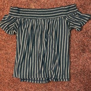 Vertical stripped off the shoulder top